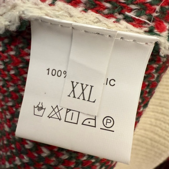 New red green cream Christmas sweater Christmas trees poinsettias reindeerer XXL - Picture 10 of 11